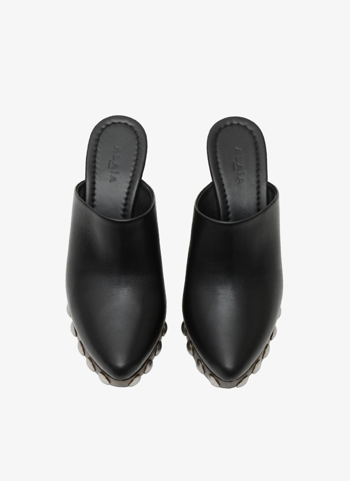 Le Sabot clogs in calfskin & wood ALAÏA BLACK LE SABOT CLOGS IN CALFSKIN & WOOD